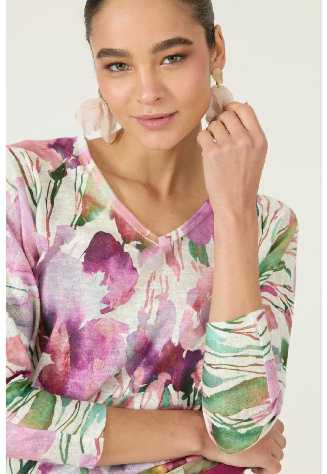 Polera rosa flores PRIVILEGE 2866-1
