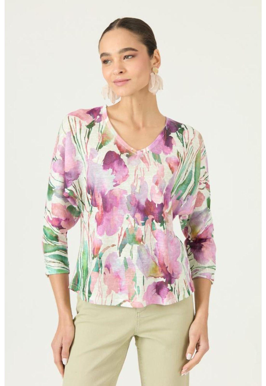 Polera rosa flores PRIVILEGE 2866-2