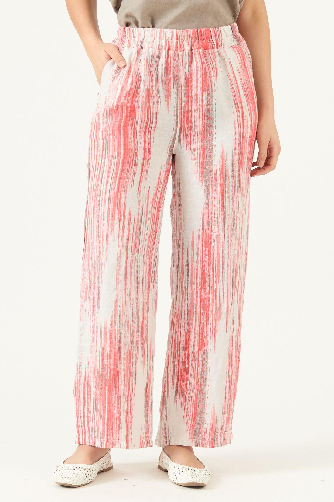 Pantalon De Lino Straight Estampado Rojo Cod 2013745-2
