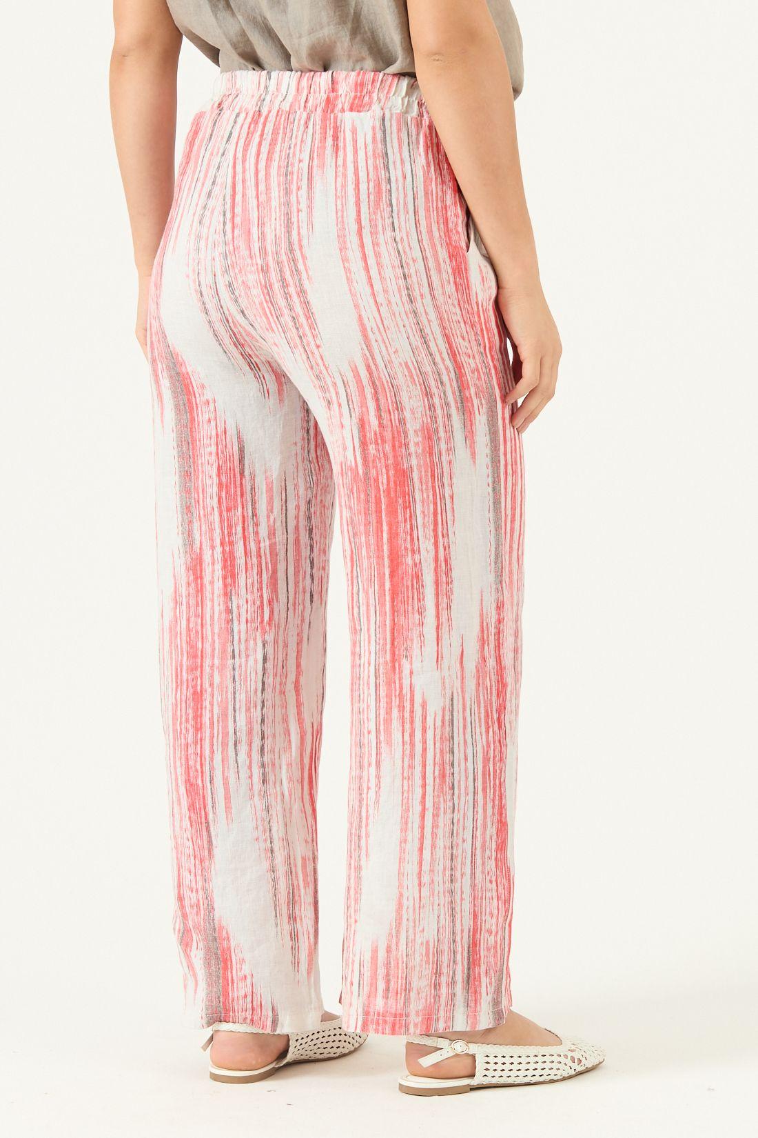 Pantalon De Lino Straight Estampado Rojo Cod 2013745-3