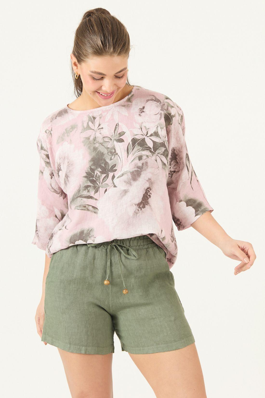 Shorts De Lino Straight Verde Cod 2100435-0