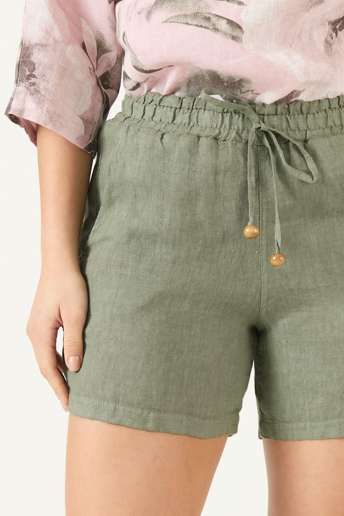 Shorts De Lino Straight Verde Cod 2100435-1