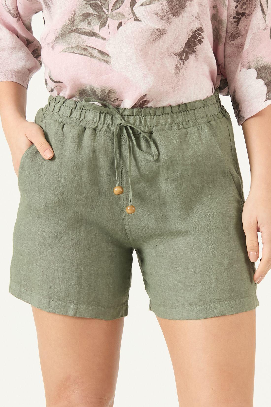 Shorts De Lino Straight Verde Cod 2100435-2