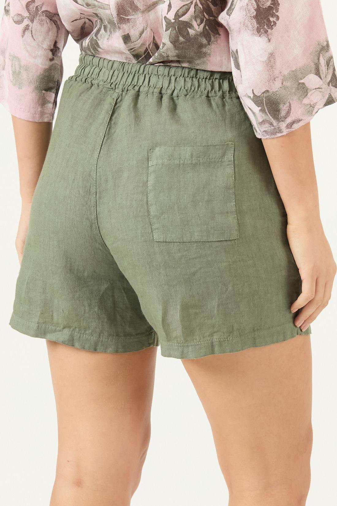 Shorts De Lino Straight Verde Cod 2100435-3