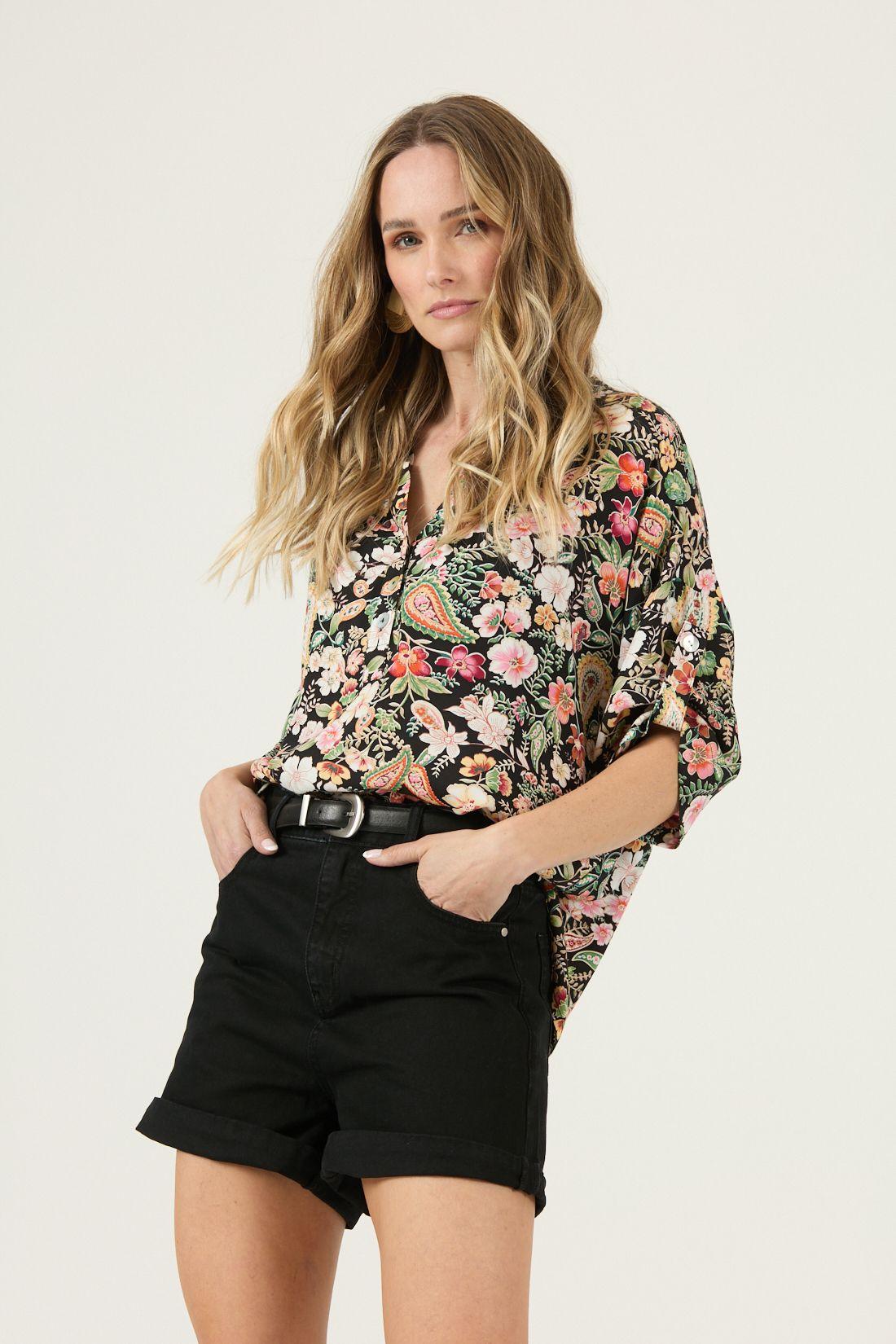 Blusa Estampada Negra Cod 4516655-0