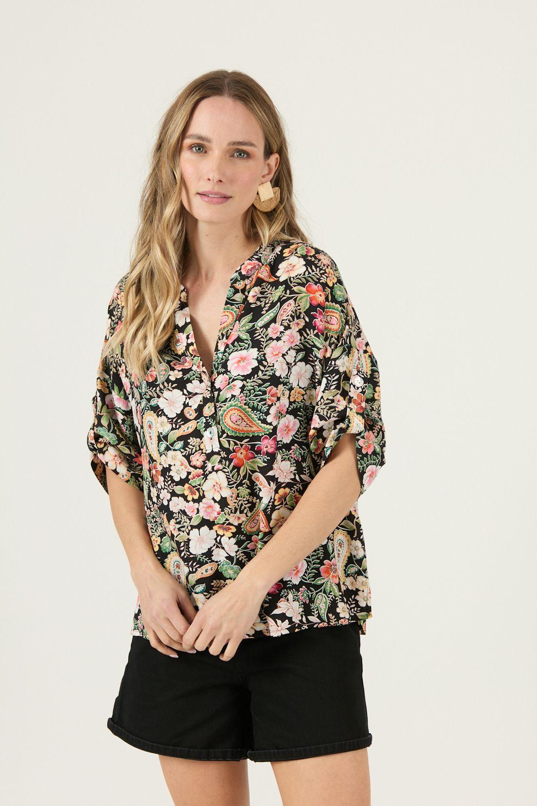 Blusa Estampada Negra Cod 4516655-1