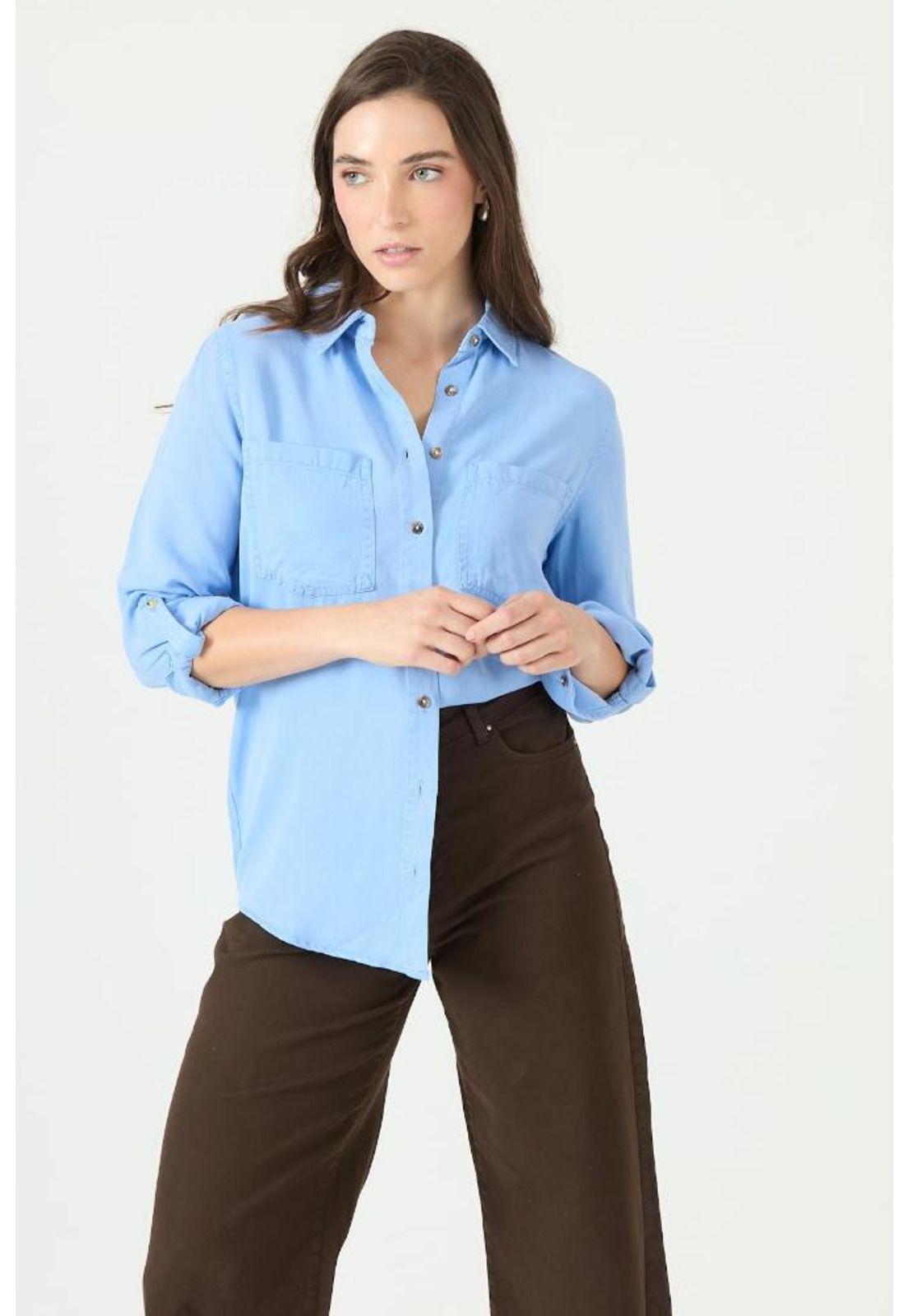 Blusa de lyocell celeste PRIVILEGE 2175-0