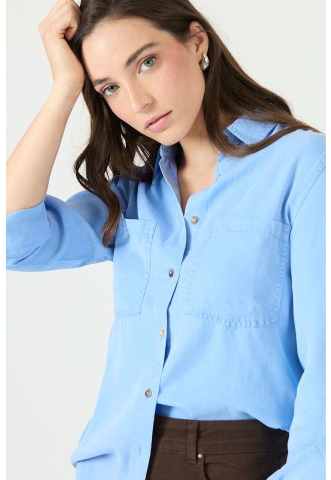 Blusa de lyocell celeste PRIVILEGE 2175-1