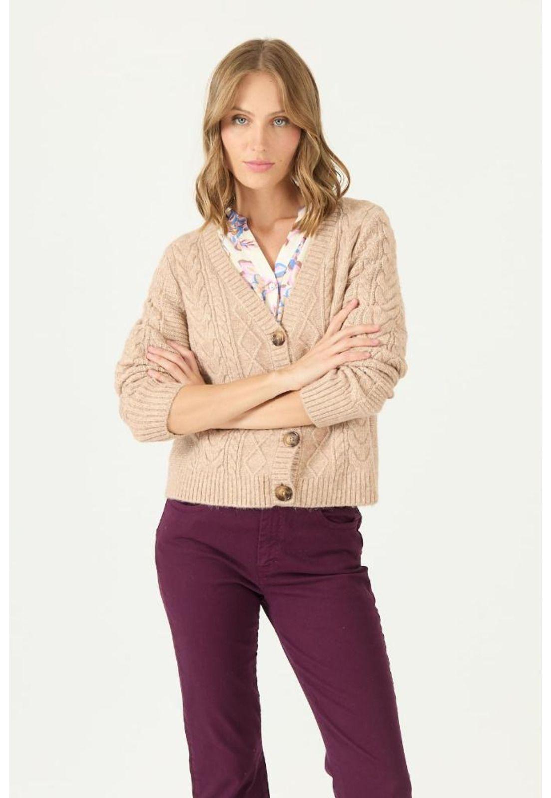 Cardigan caramelo trenzado PRIVILEGE 2216-0