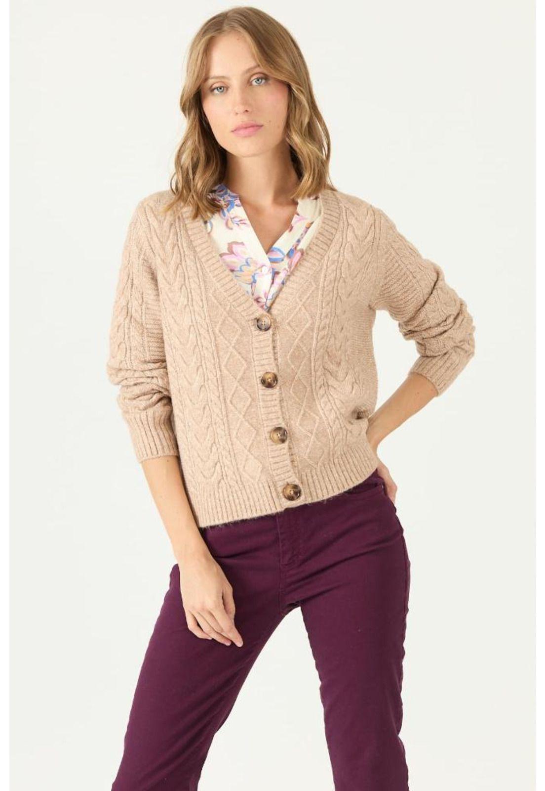 Cardigan caramelo trenzado PRIVILEGE 2216-1