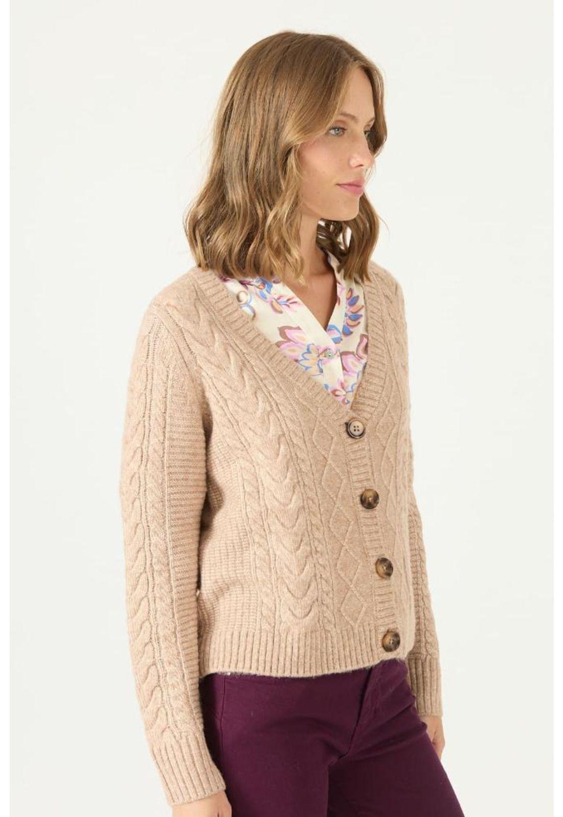 Cardigan caramelo trenzado PRIVILEGE 2216-3