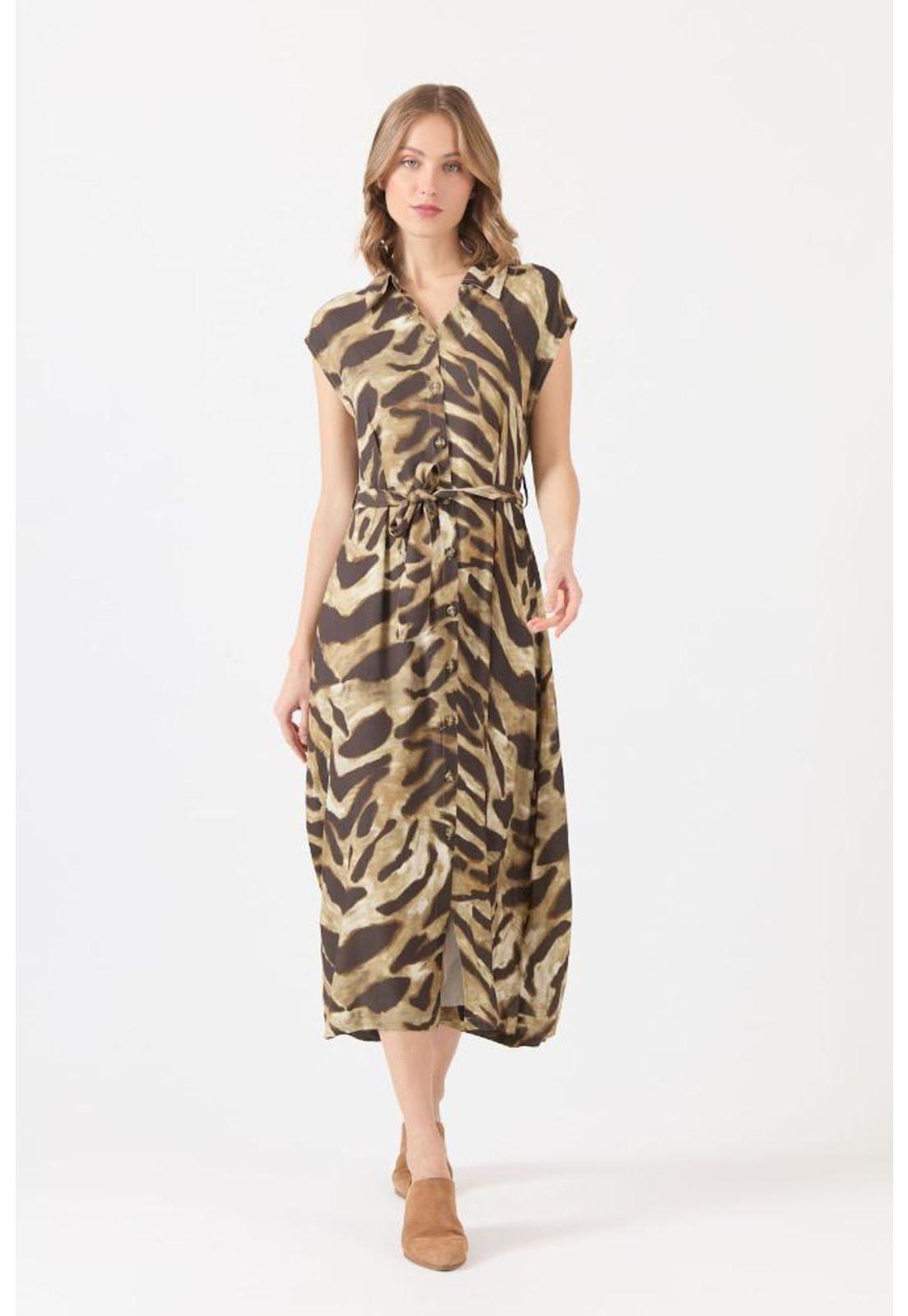 Vestido cafe estampado PRIVILEGE 1157-0