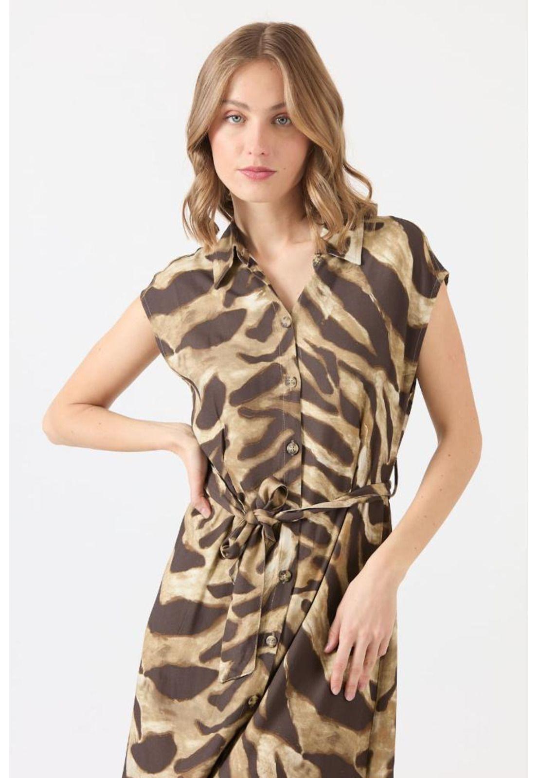 Vestido cafe estampado PRIVILEGE 1157-3