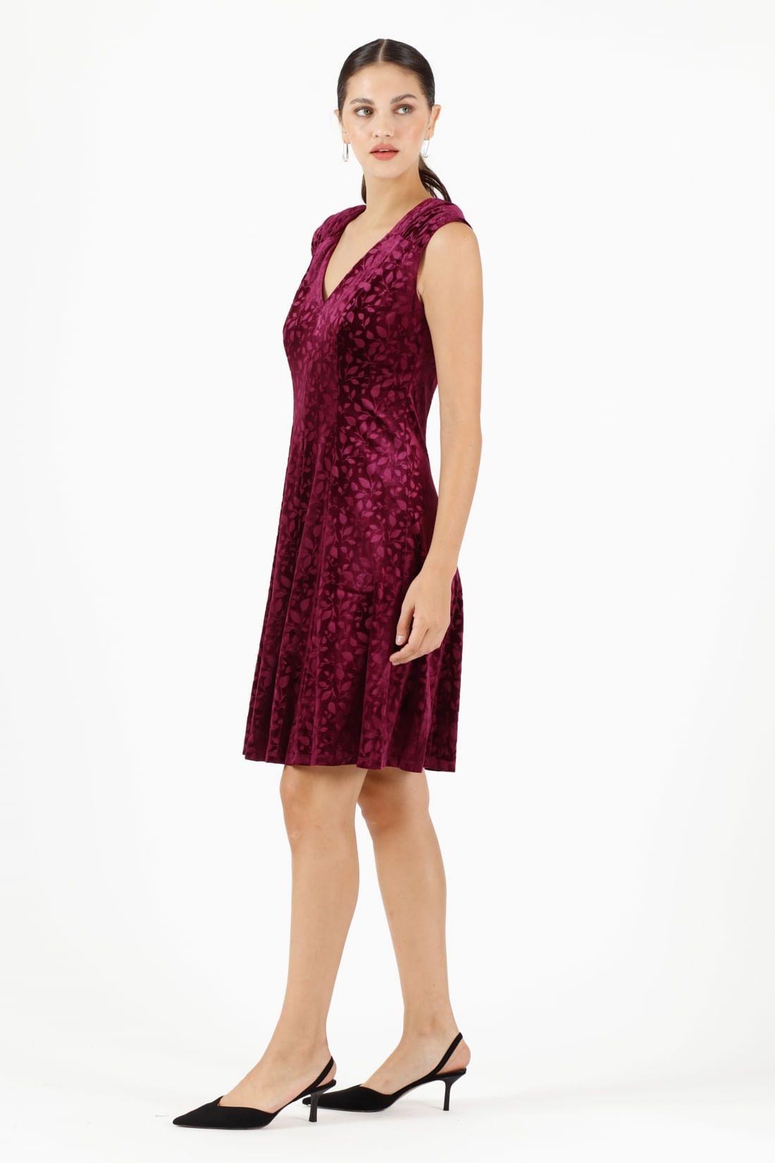 Vestido burdeo estampado 566-2