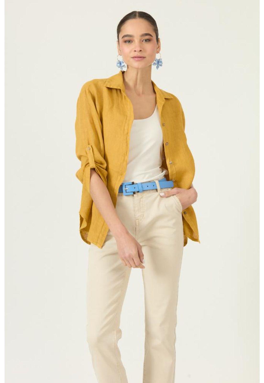 Blusa de lino mostaza PRIVILEGE 2914-0
