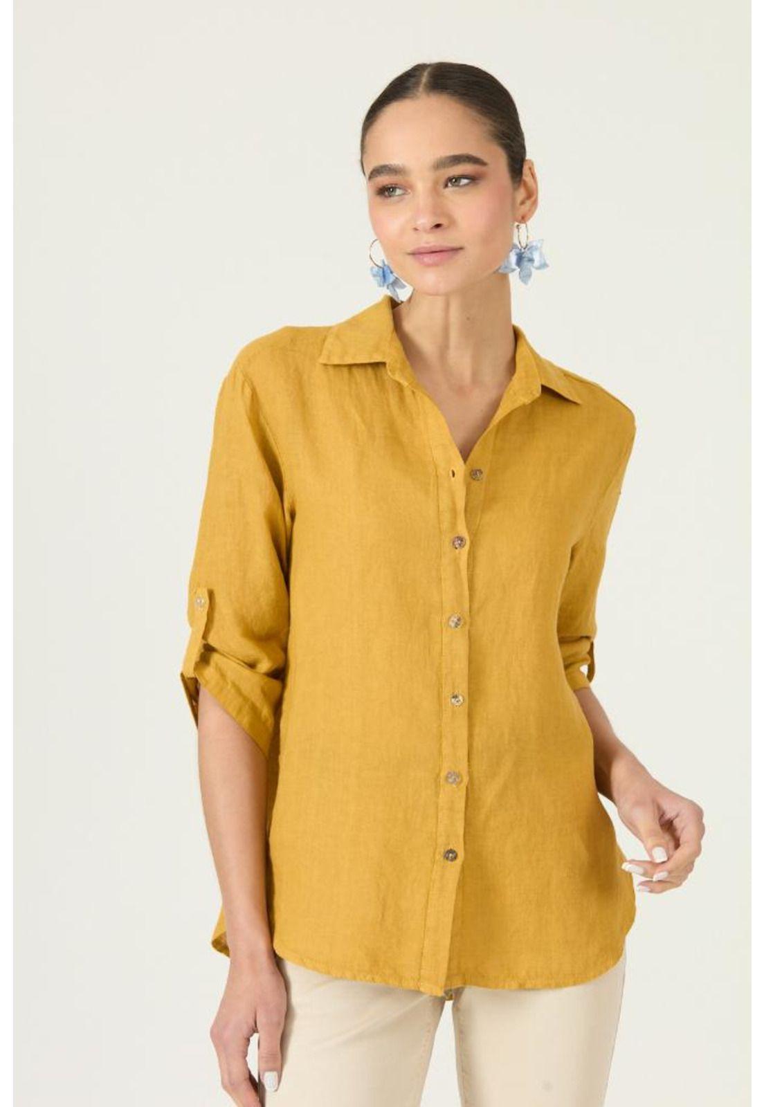 Blusa de lino mostaza PRIVILEGE 2914-1