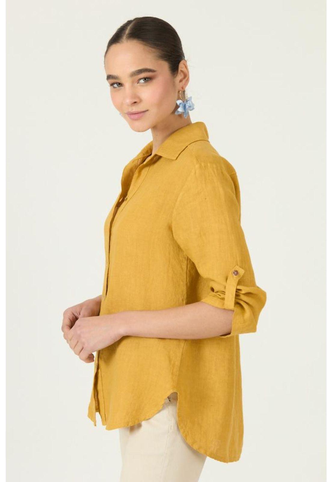 Blusa de lino mostaza PRIVILEGE 2914-2