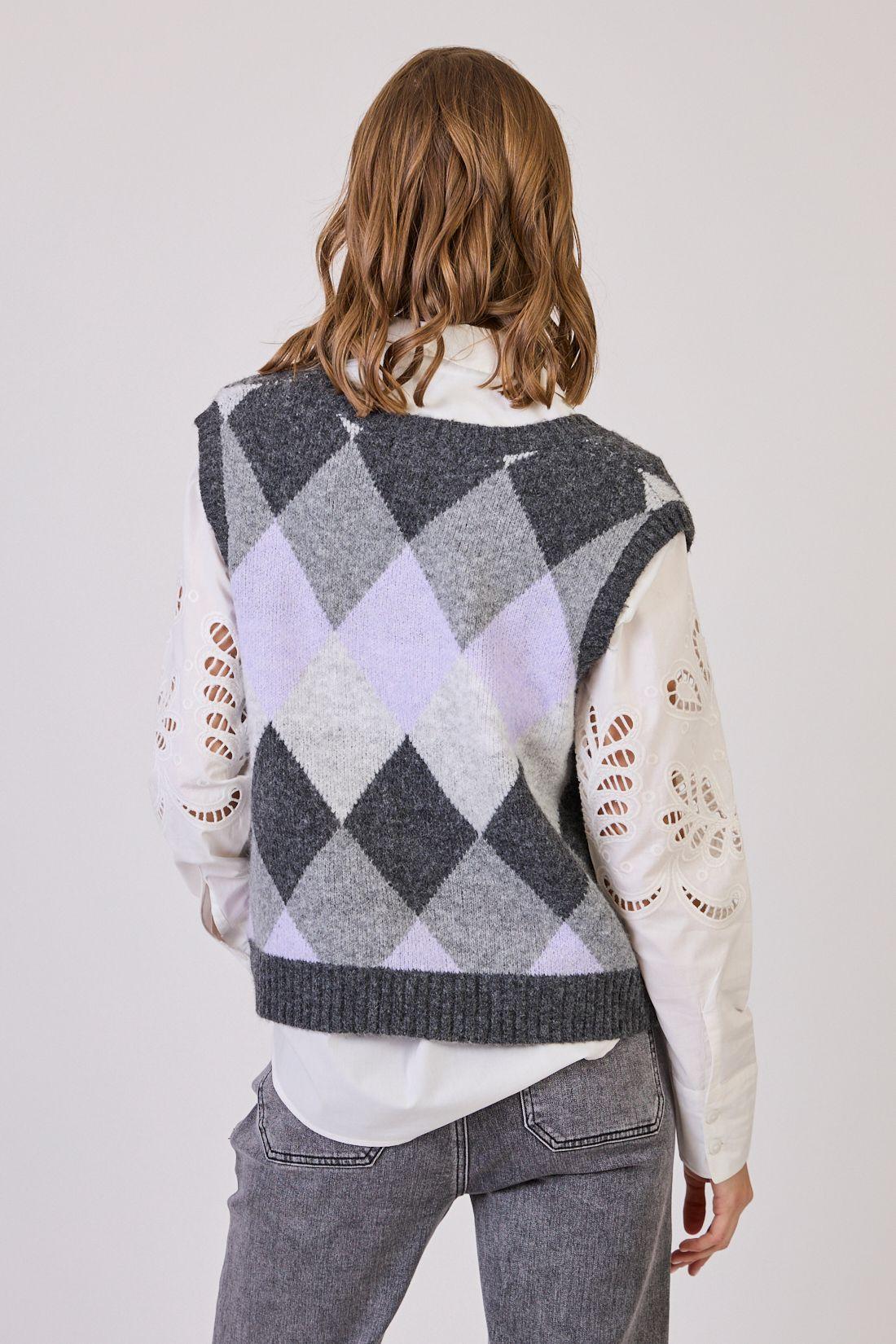 Sweater Con Lana Con Rombos Gris Cod 5414376-3