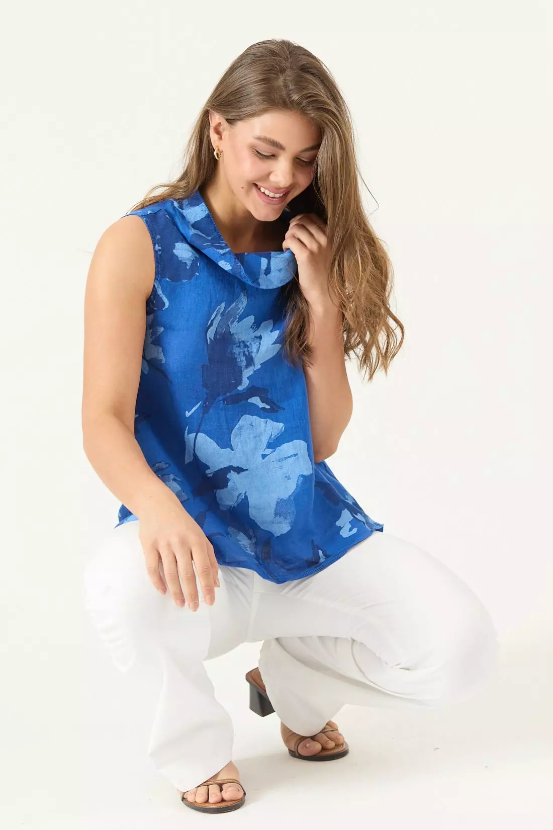 Blusa De Lino Estampada Azulina Cod 4517955-0