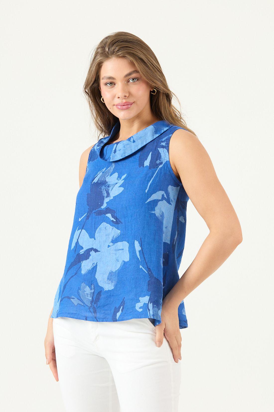 Blusa De Lino Estampada Azulina Cod 4517955-2
