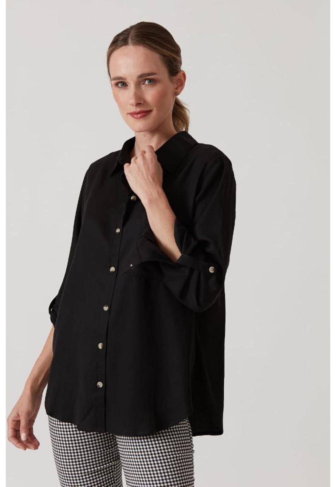 Blusa de tencel negra PRIVILEGE 857-2