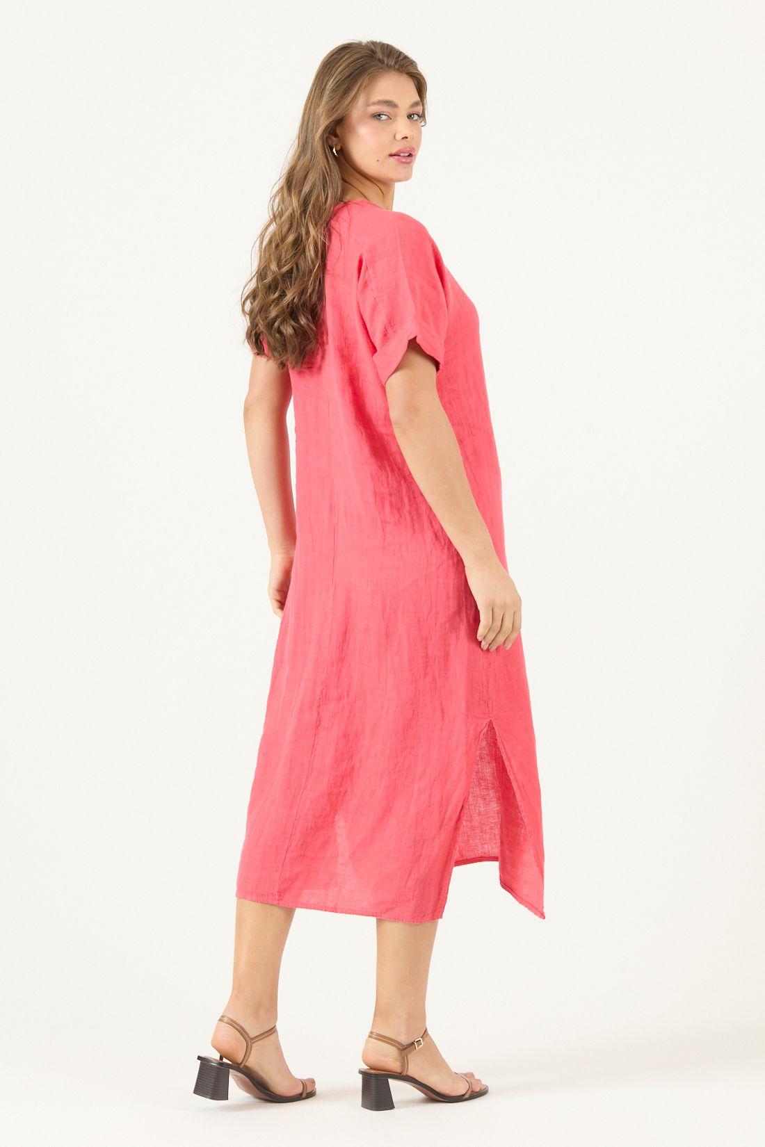Vestido De Lino Rojo Cod 4005475-4