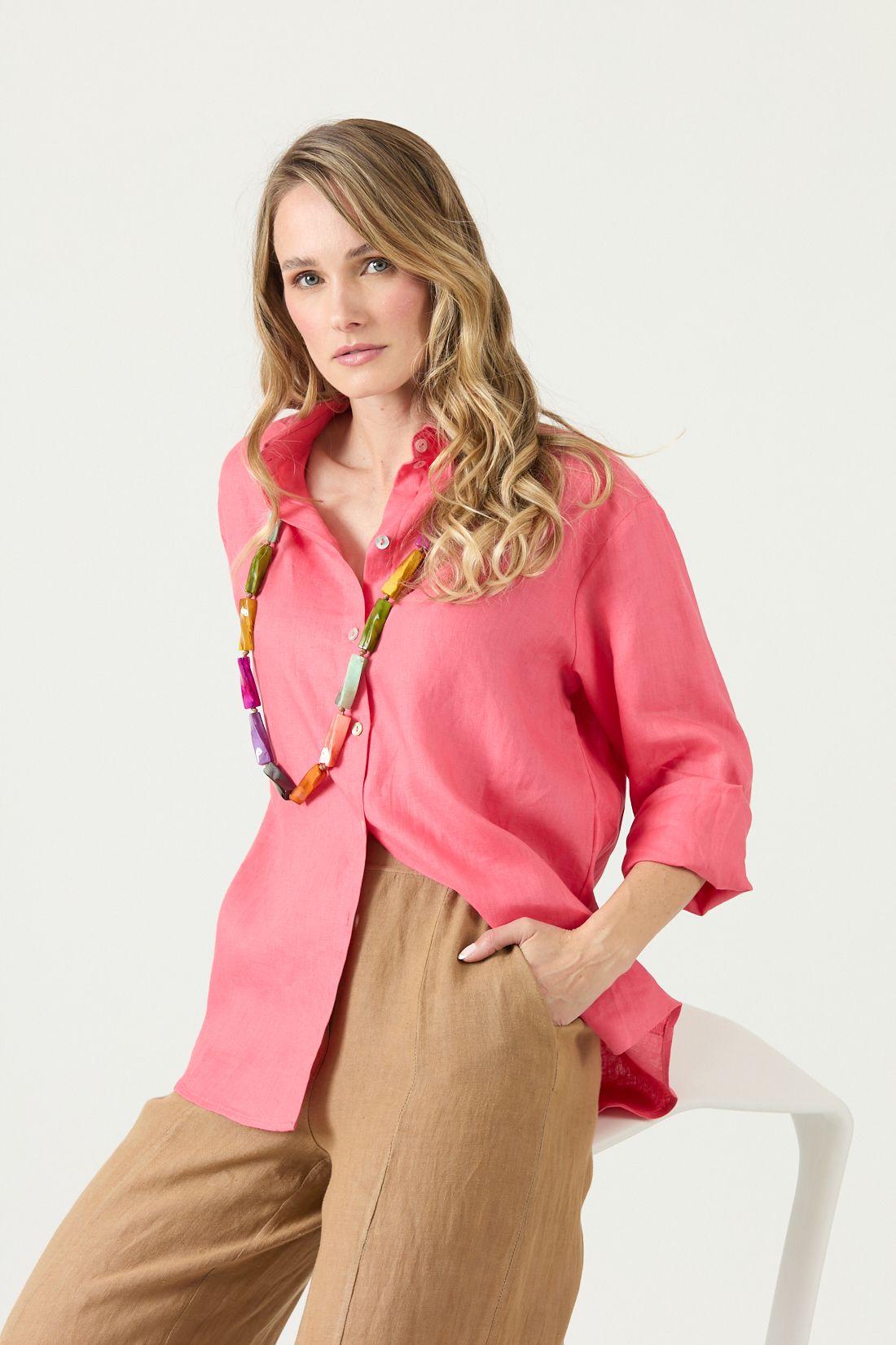Blusa De Lino Rosa Cod 4517385-0