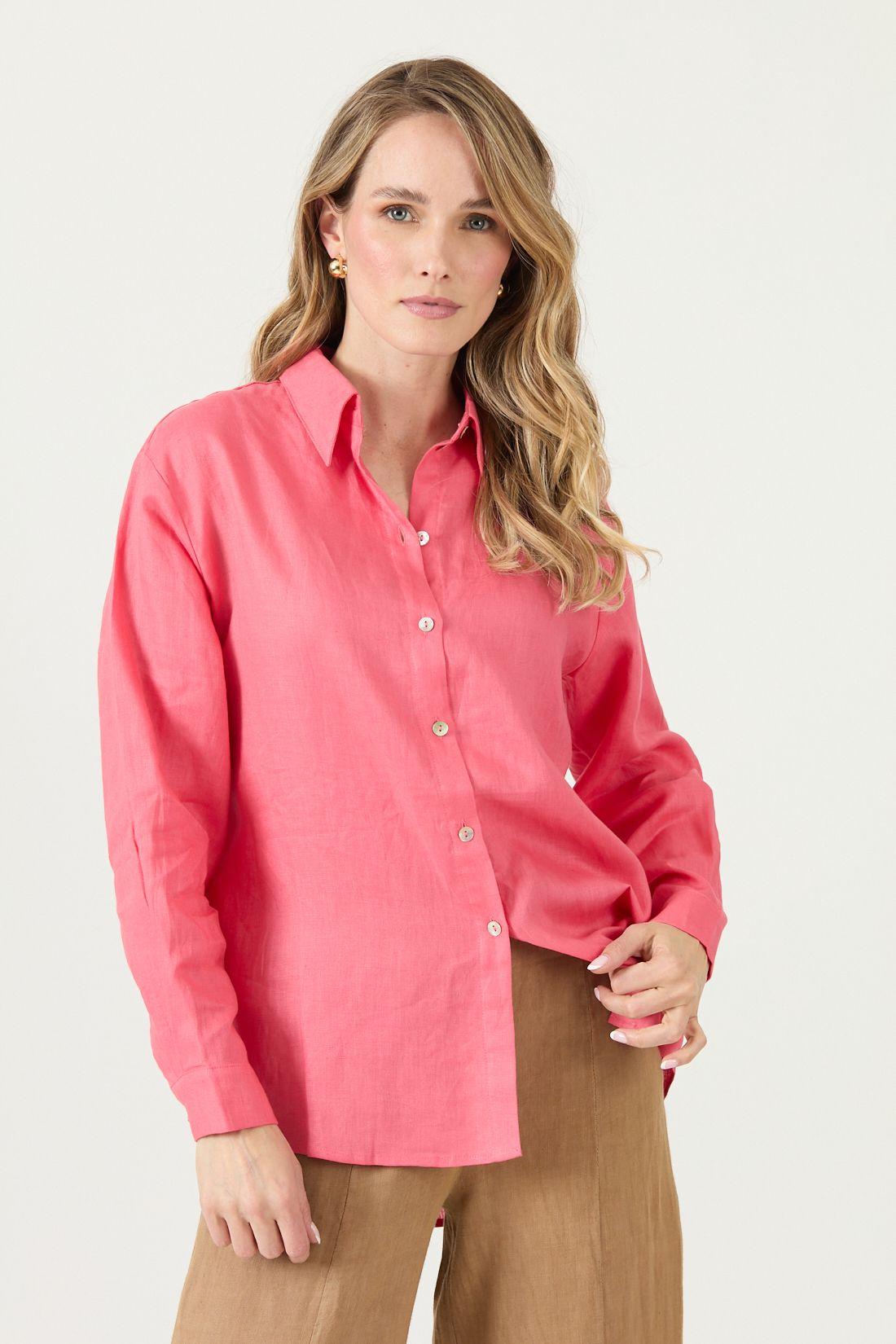 Blusa De Lino Rosa Cod 4517385-2