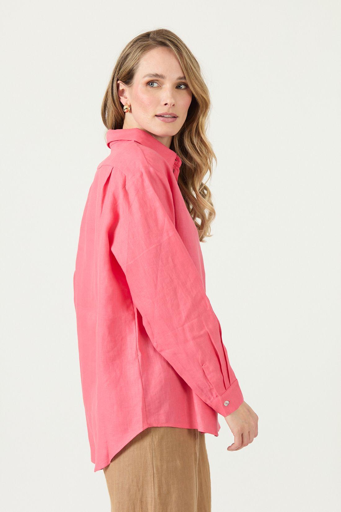 Blusa De Lino Rosa Cod 4517385-3