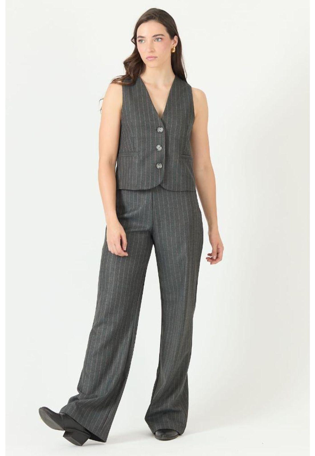 Pantalon wide leg gris rayas PRIVILEGE 2263-4