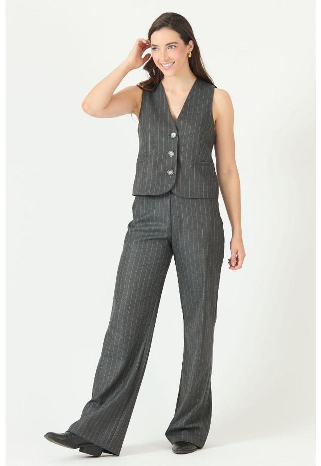 Pantalon wide leg gris rayas PRIVILEGE 2263-5