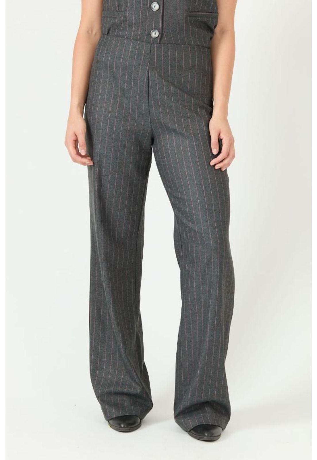 Pantalon wide leg gris rayas PRIVILEGE 2263-6