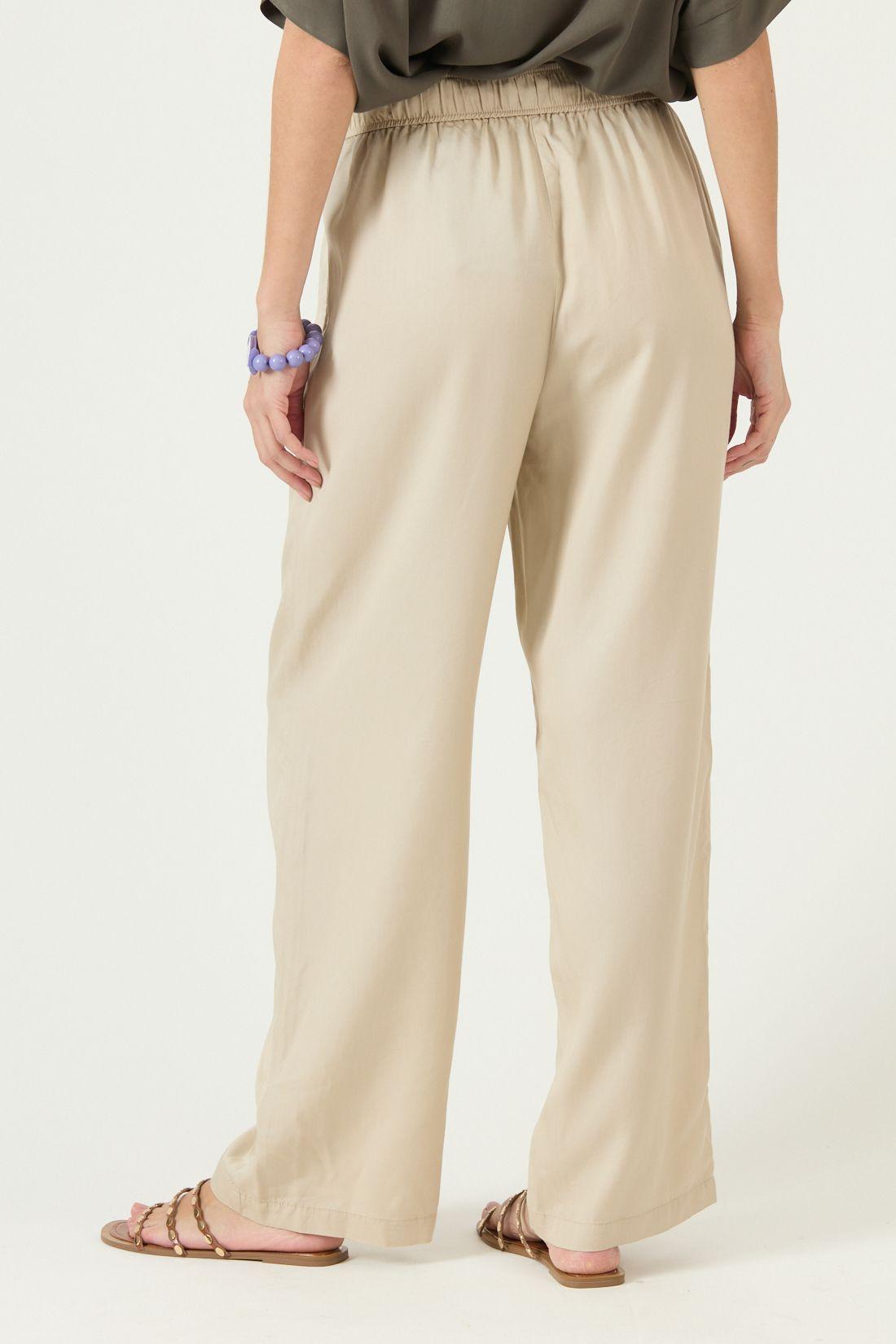 Pantalon De Lyocell Straight Beige Cod 2012555-2