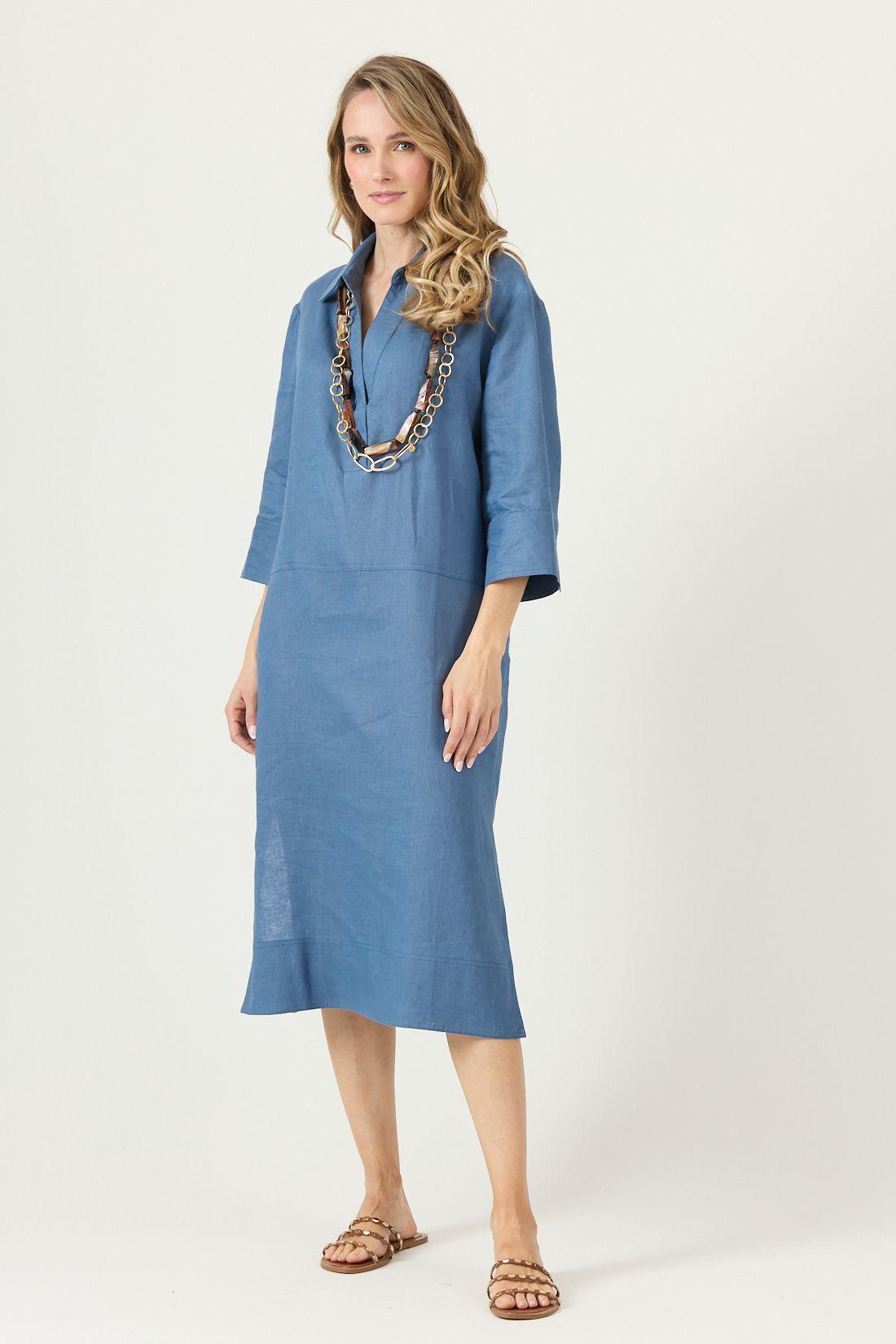 Vestido De Lino Denim Cod 4005315-0