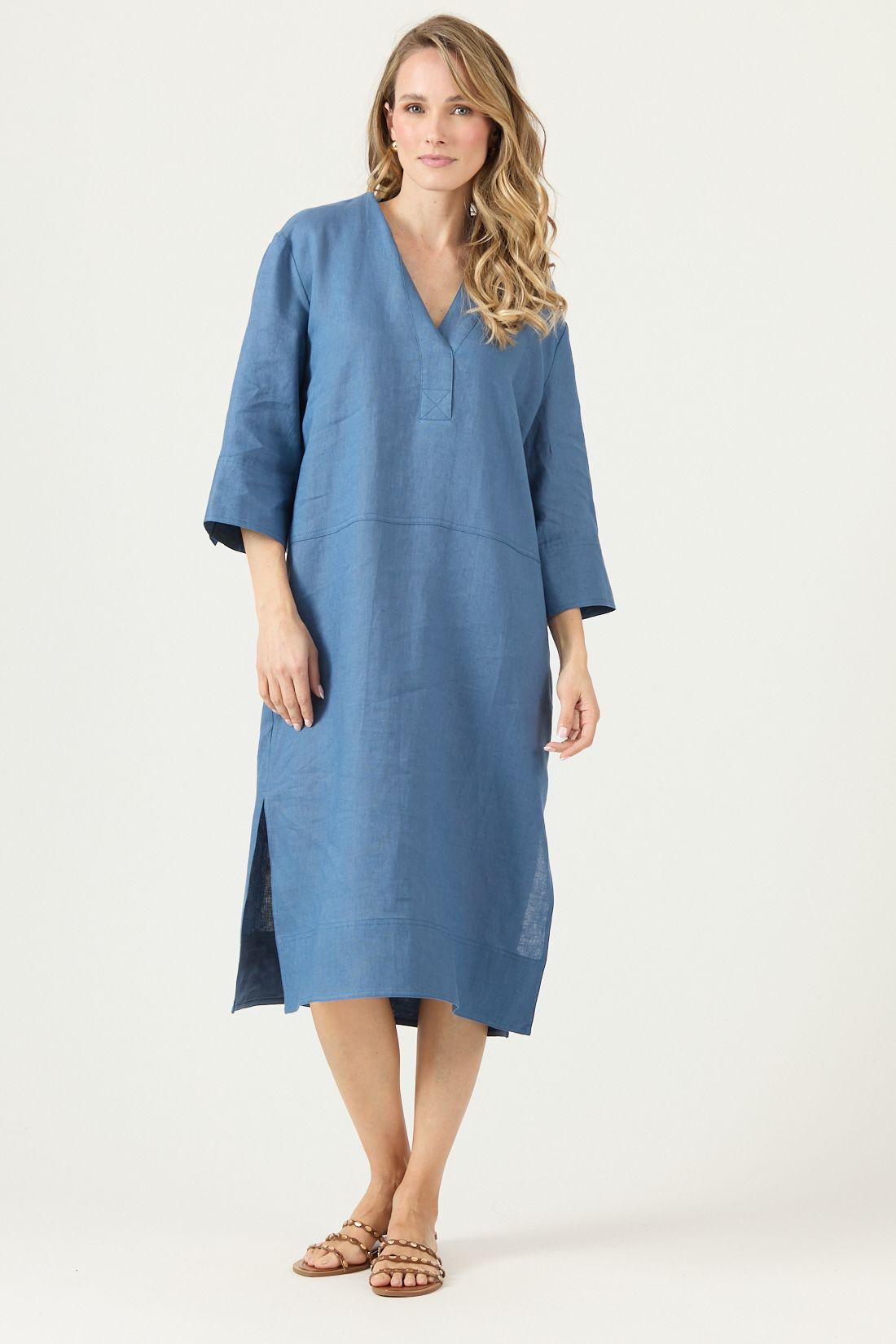 Vestido De Lino Denim Cod 4005315-1