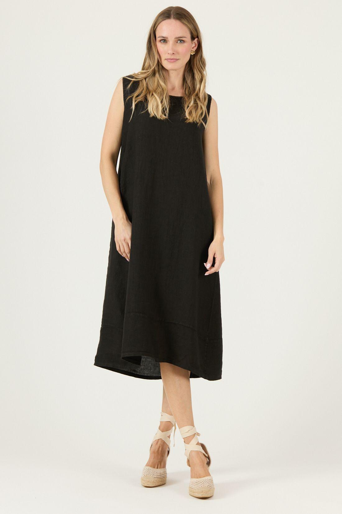 Vestido De Lino Negro Cod 4005745-2