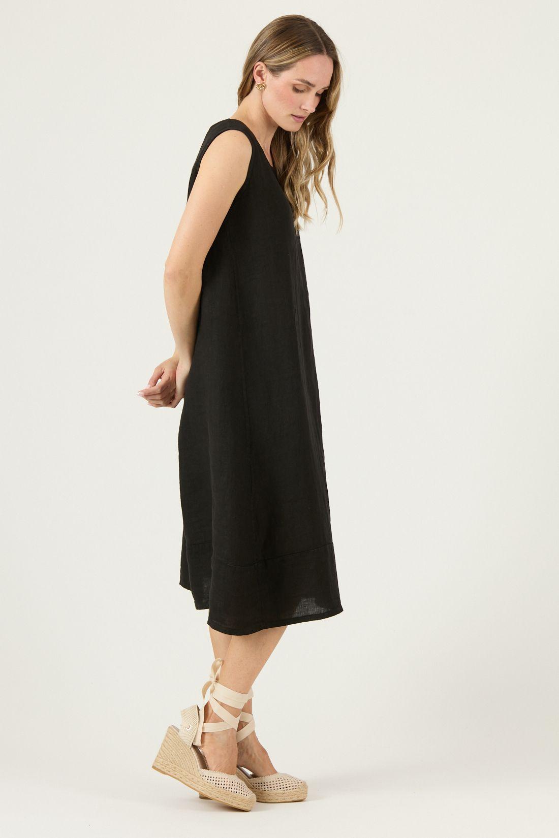 Vestido De Lino Negro Cod 4005745-3