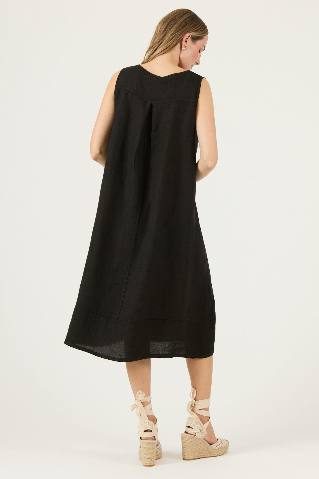 Vestido De Lino Negro Cod 4005745-4