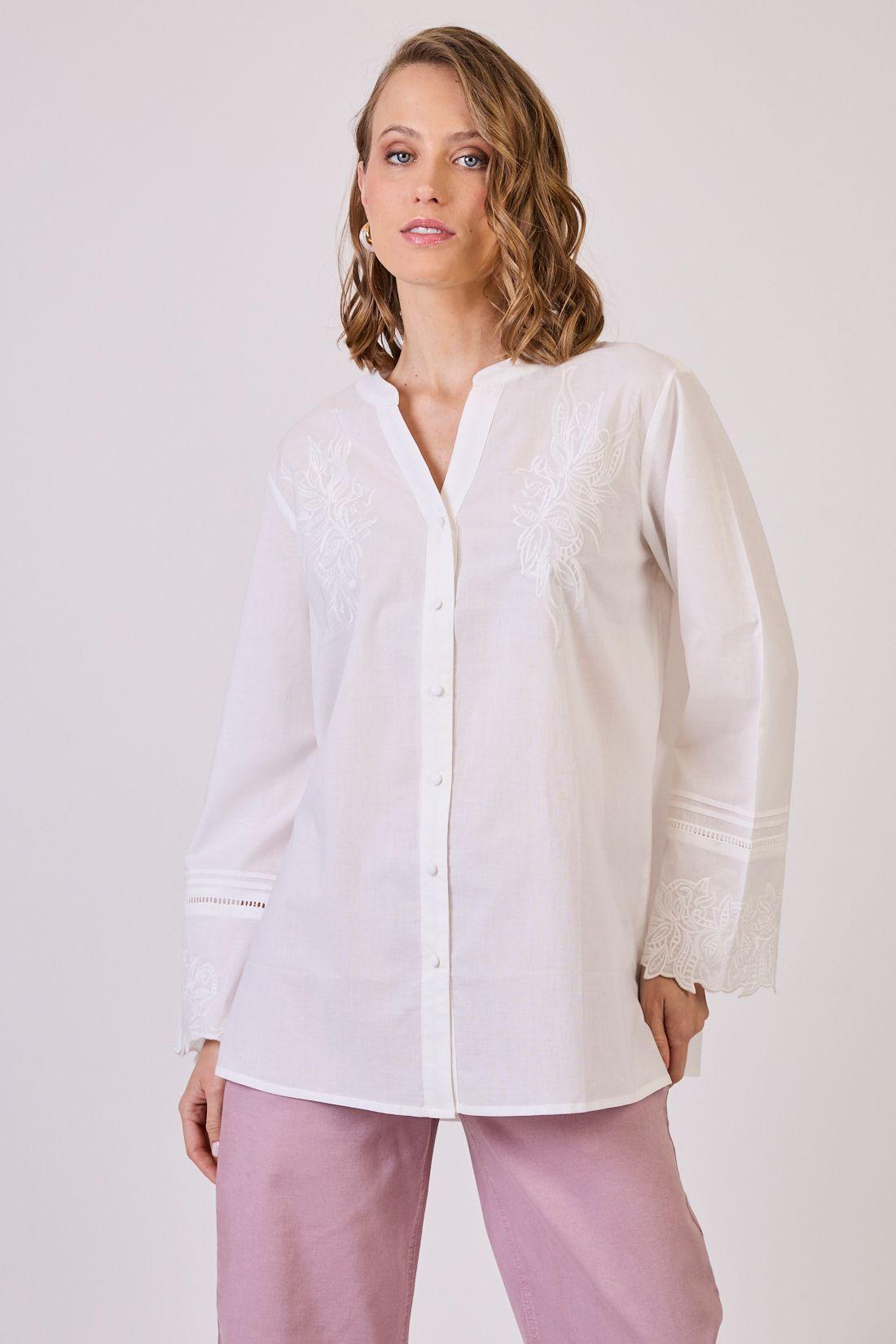 Blusa Con Bordados Blanca Cod 4520776-1