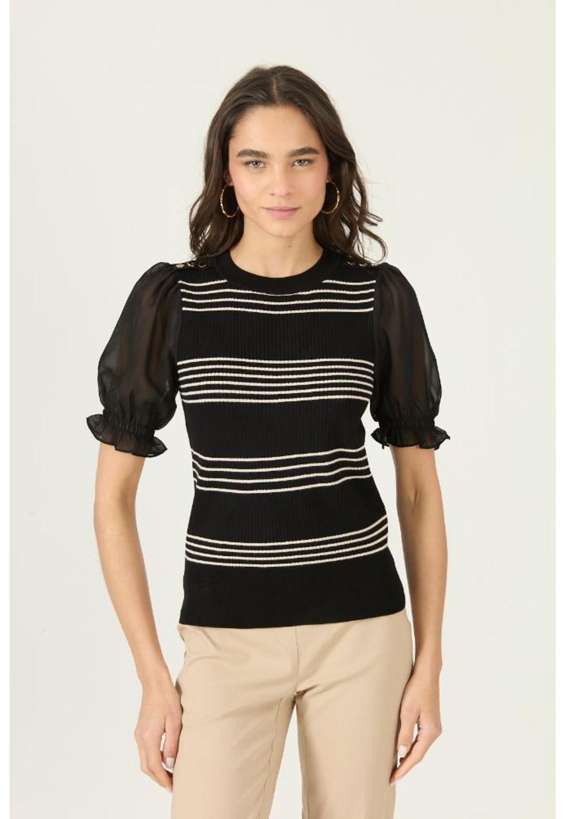 Polera negra rayas PRIVILEGE 2875-2