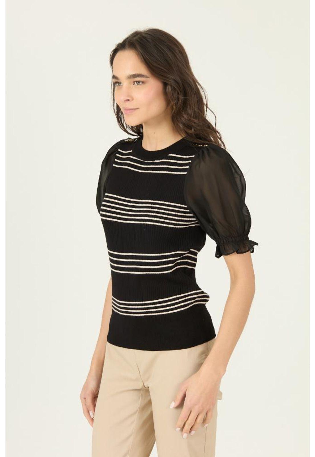 Polera negra rayas PRIVILEGE 2875-4