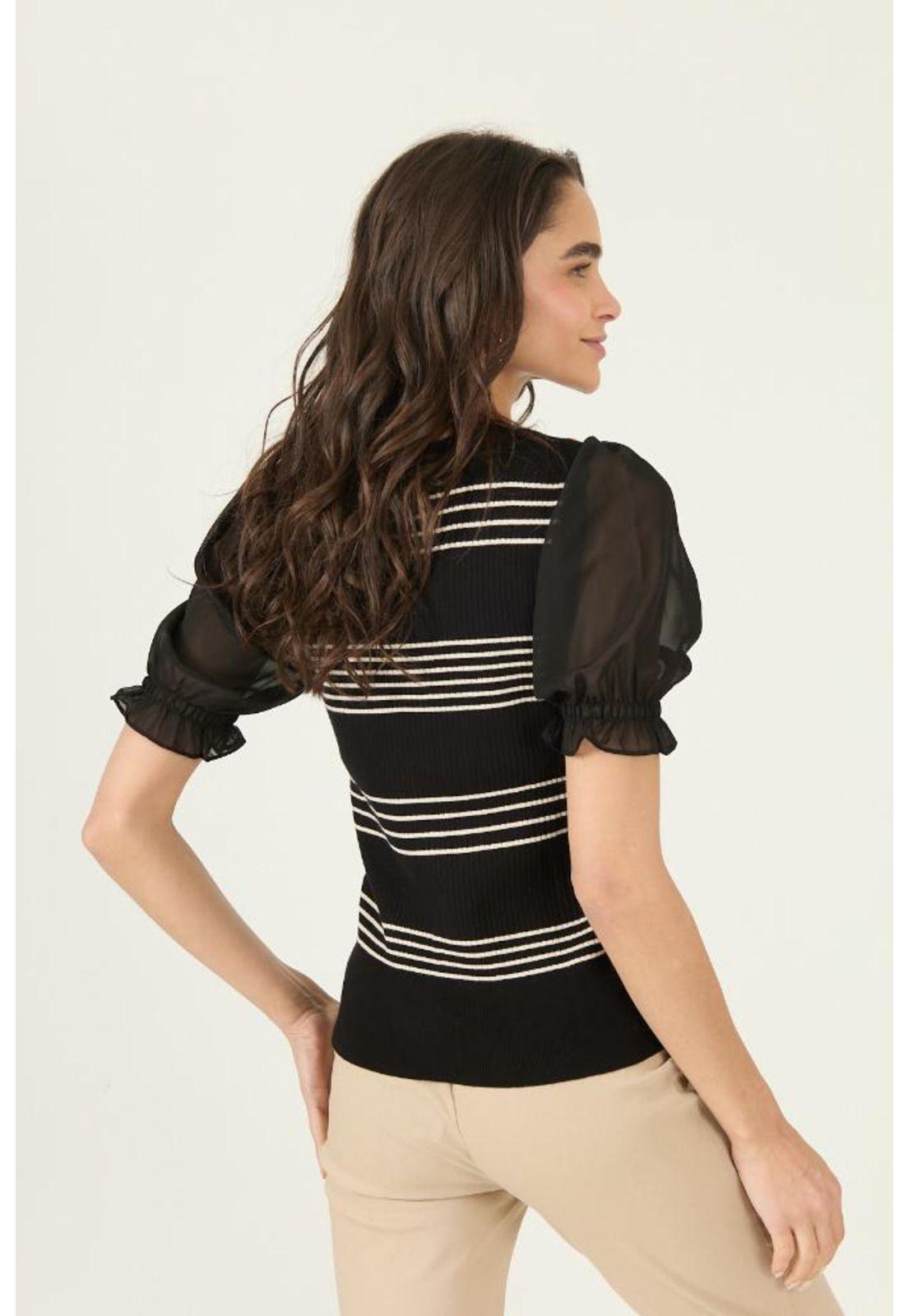 Polera negra rayas PRIVILEGE 2875-5