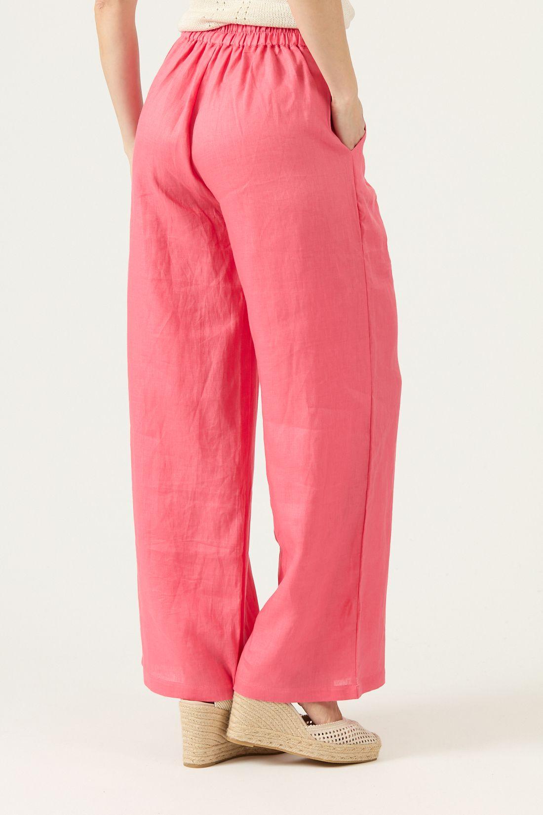 Pantalon De Lino Straight Rosa Cod 2013295-2
