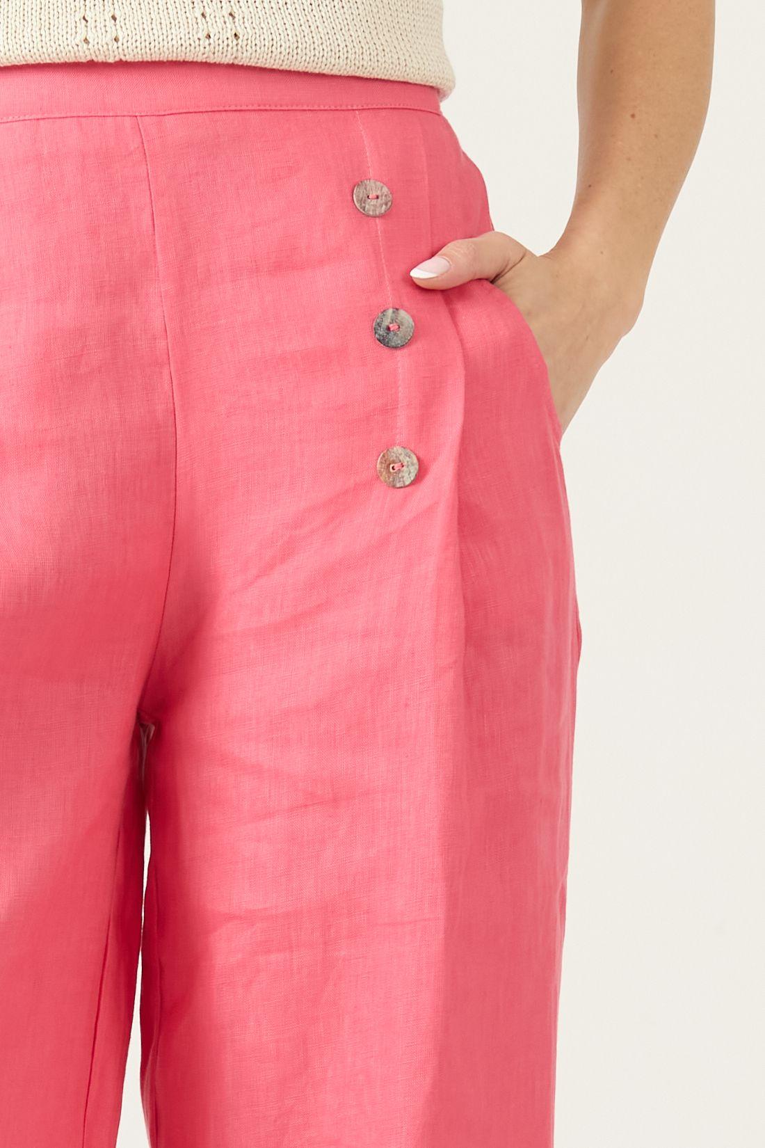 Pantalon De Lino Straight Rosa Cod 2013295-3