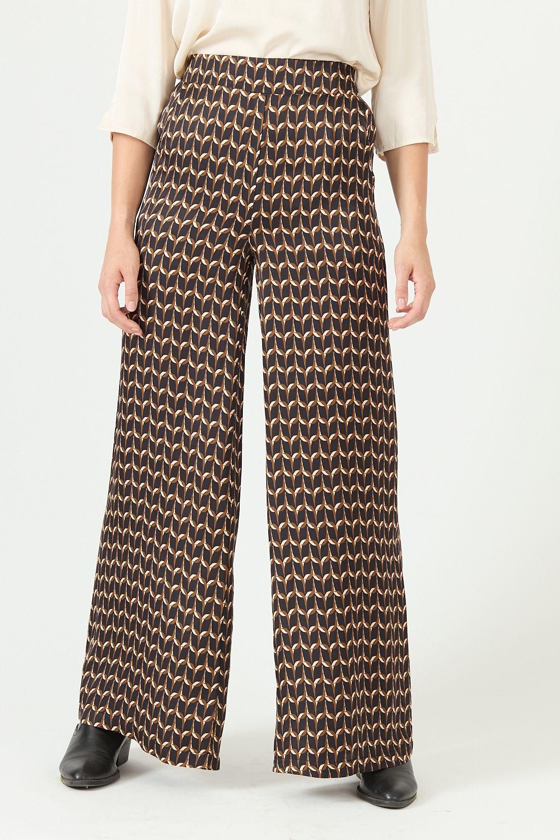 Pantalon palazzo negro estampado 2246-2