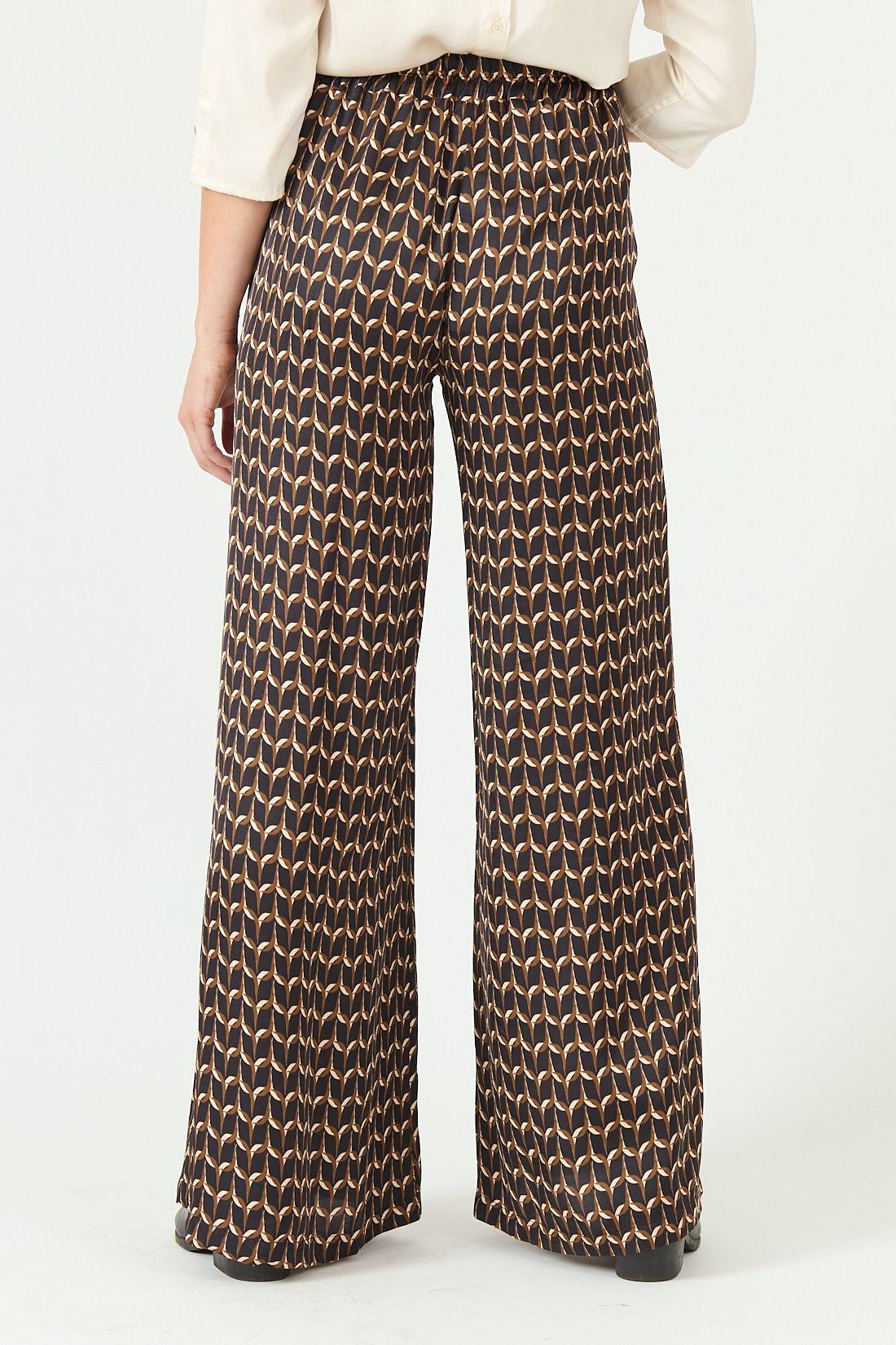 Pantalon palazzo negro estampado 2246-3