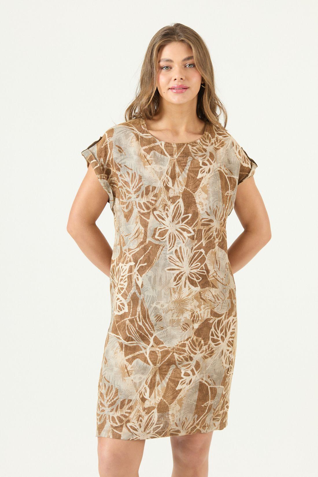 Vestido De Lino Estampado Vison Cod 4005795-2