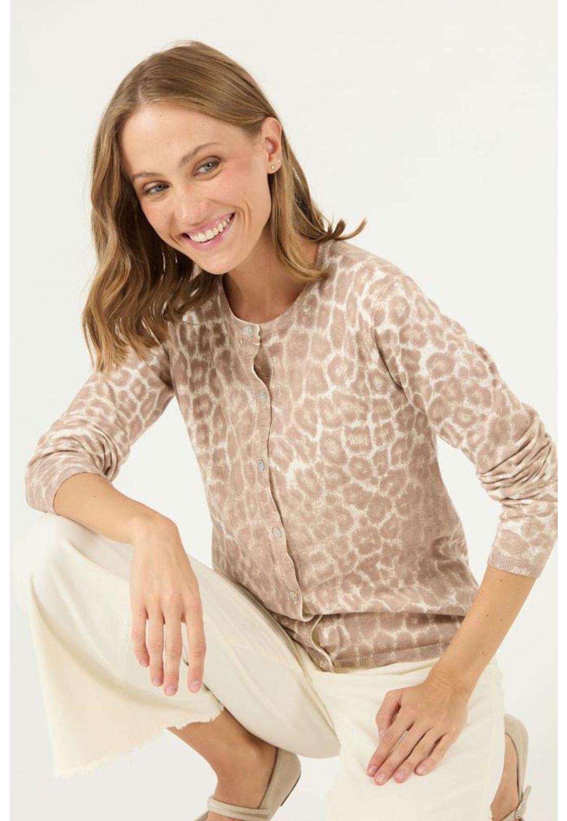 Cardigan beige animal print PRIVILEGE 2432-1