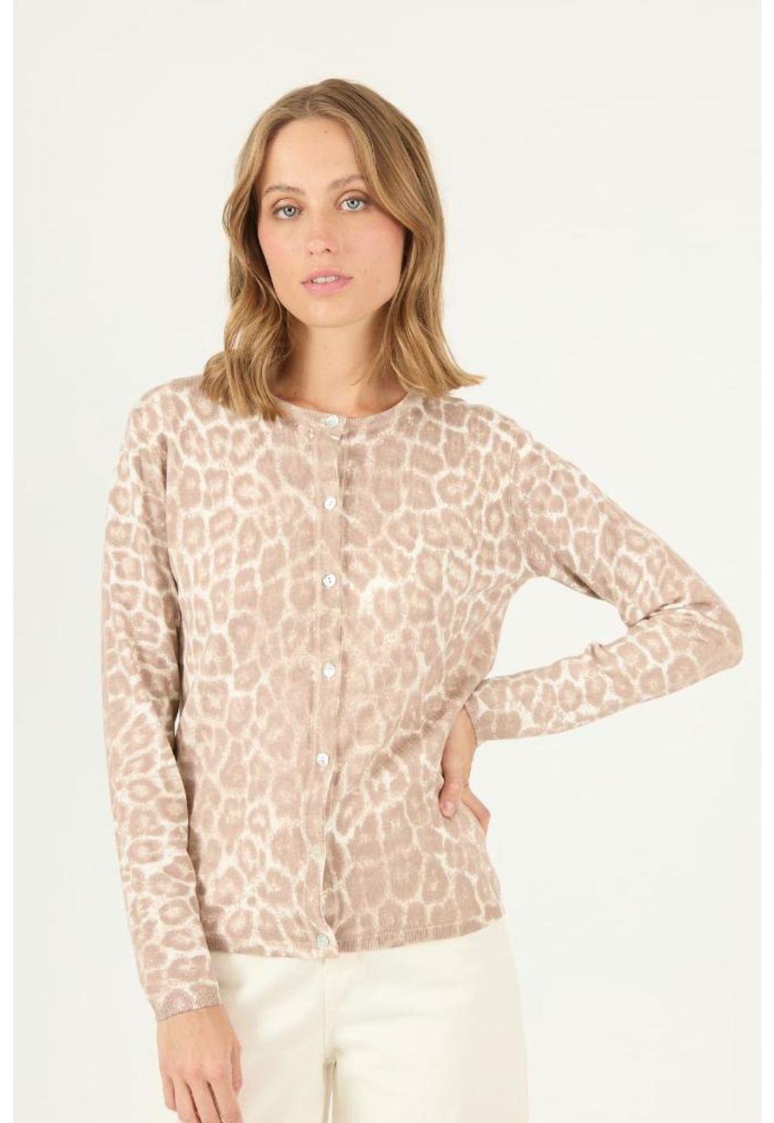 Cardigan beige animal print PRIVILEGE 2432-2