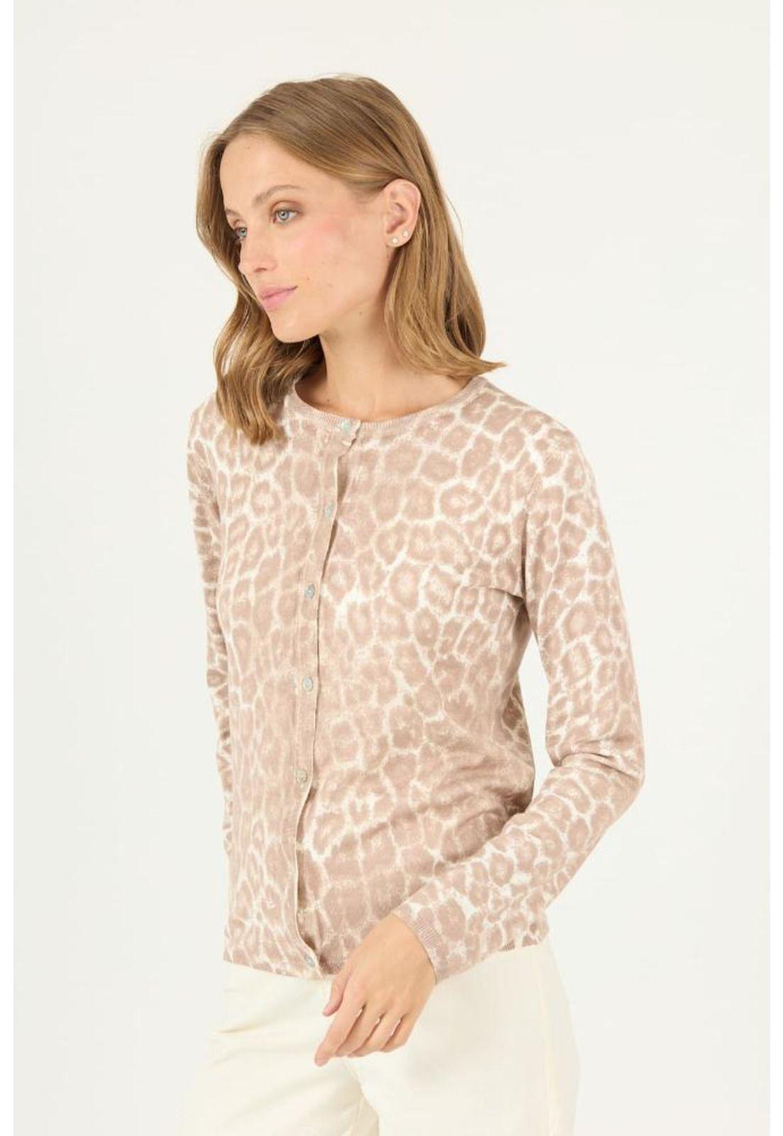 Cardigan beige animal print PRIVILEGE 2432-3